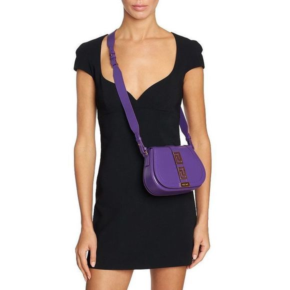 Versace Dark Greca Goddess Shoulder Orchid Medium Bag - Picture 1 of 3